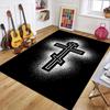Eastern Orthodox Cross Area Rug Frost Marble Texture Christian Religious Decorative Floor Mat for Living Room Bedroom Home Decor