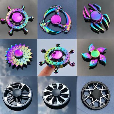 Metall Regenbogen Fidget Spinner Bunt EDC Hand Spinner Anti-Angst Spielzeug für Kinder Erwachsene Lindert Stress Finger Spinner Geschenke