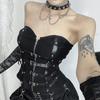 GlowGirl Goth Σκοτεινό Punk Grunge Δερμάτινα Κορσέ Κορμάκια Χωρίς Τιράντες Με Πόρπη Εμπορικό Κέντρο Γοτθικό Φερμουάρ Γυναικεία Σωληνωτά Μπλουζάκια Y2K Coquette Streetwear Εναλλακτικά Μπουστάκια Γιλέκα