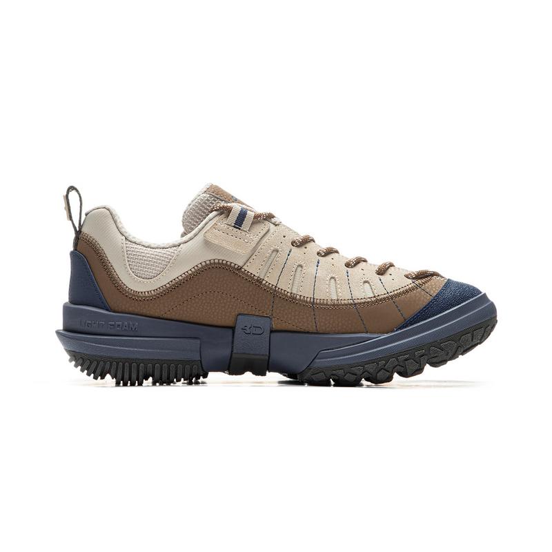 Li-Ning CF Su Lin Chuan Lite Rebound Comfortable Shock Absorption Breathable Low-Top Outdoor Hiking Shoes Men Shoes Brown Blue AHCU057-1