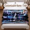 Music General Theme Soft Blanket Personalized Custom Name Text Print Warm Blanket Home Sofa Bedroom Decor