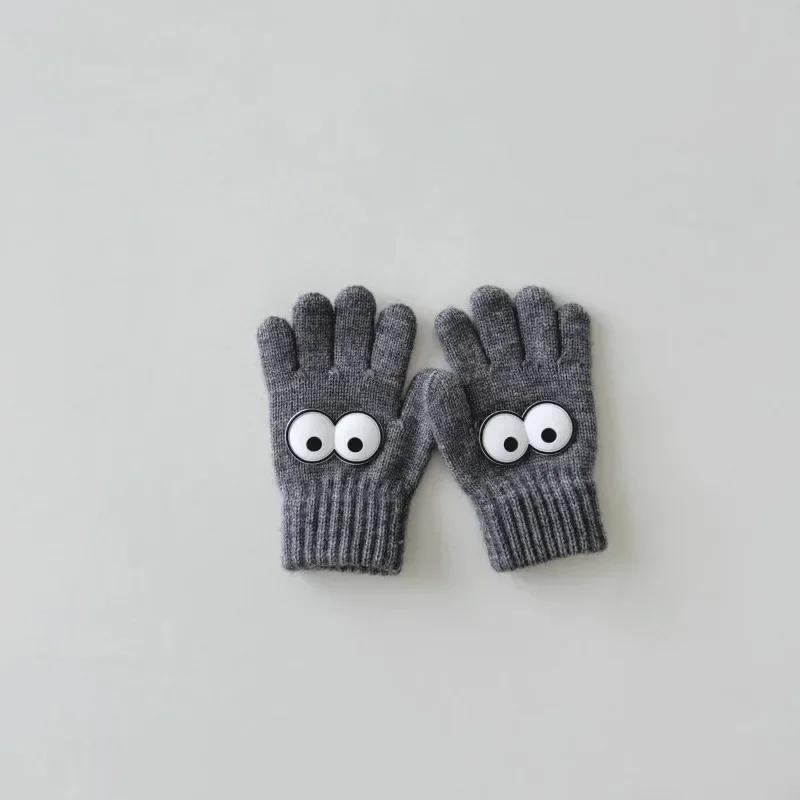 3-7Y Autumn Winter Children's Funny Gloves Autumn Winter Boys and Girls' Fingered Warm Knitted Woolen Five Finger Baby Gloves