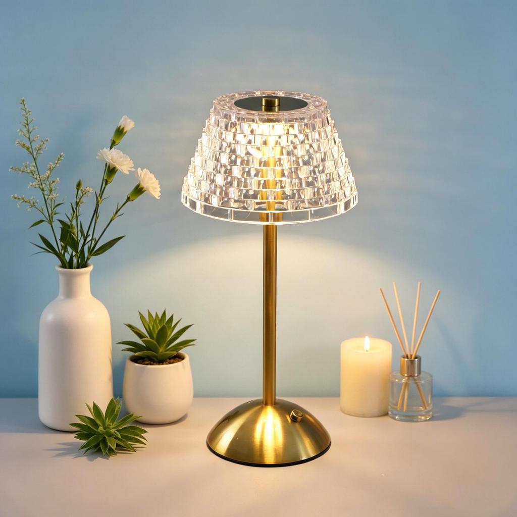 Crystal Retro Bedside Lamp - Luxury Rechargeable Night Light for Master Bedroom