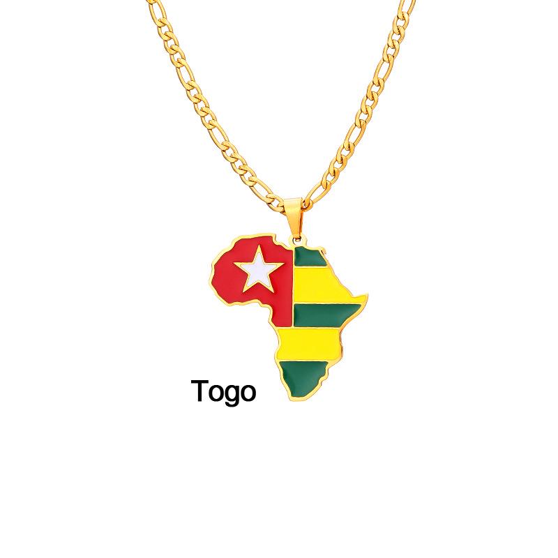 Collar con Mapa de Esmalte Africano: Colgante Geométrico de Acero de Titanio, Joyería Estilo 2022.