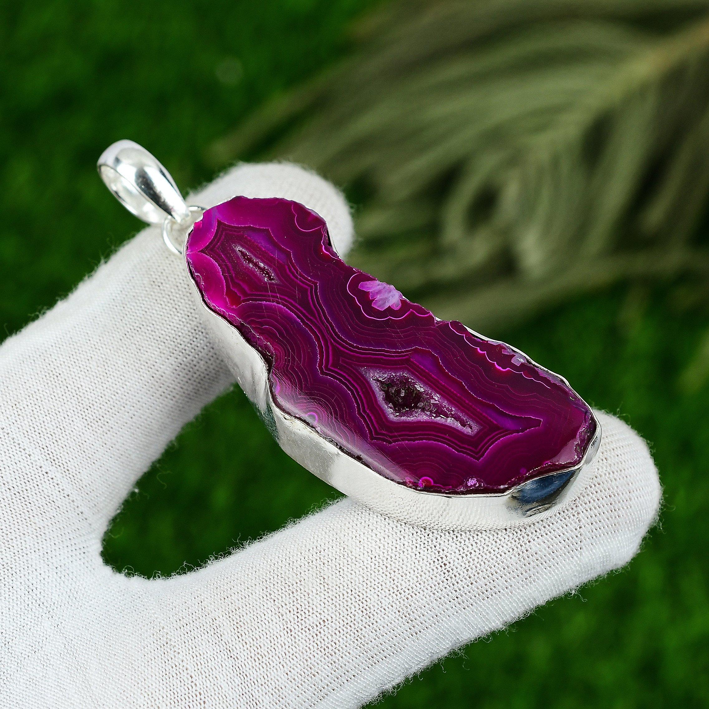 

Распродажа ко Дню матери Подвеска из стерлингового серебра 925 пробы с розовым срезом друзы