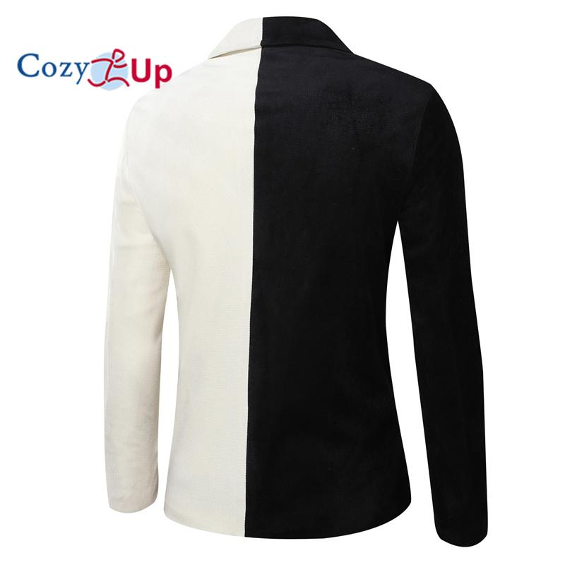 Cozy Up Herren Schwarz Weiß Patchwork Farbe Blazer Luxo Masculino Koreanische Mode Männer Hochzeit Anzüge Bräutigam Party Kleid Anzüge Jacken