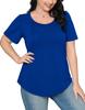 Pleated Round Neck Short Sleeve Women's T-Shirt - New 2024 European & American Style