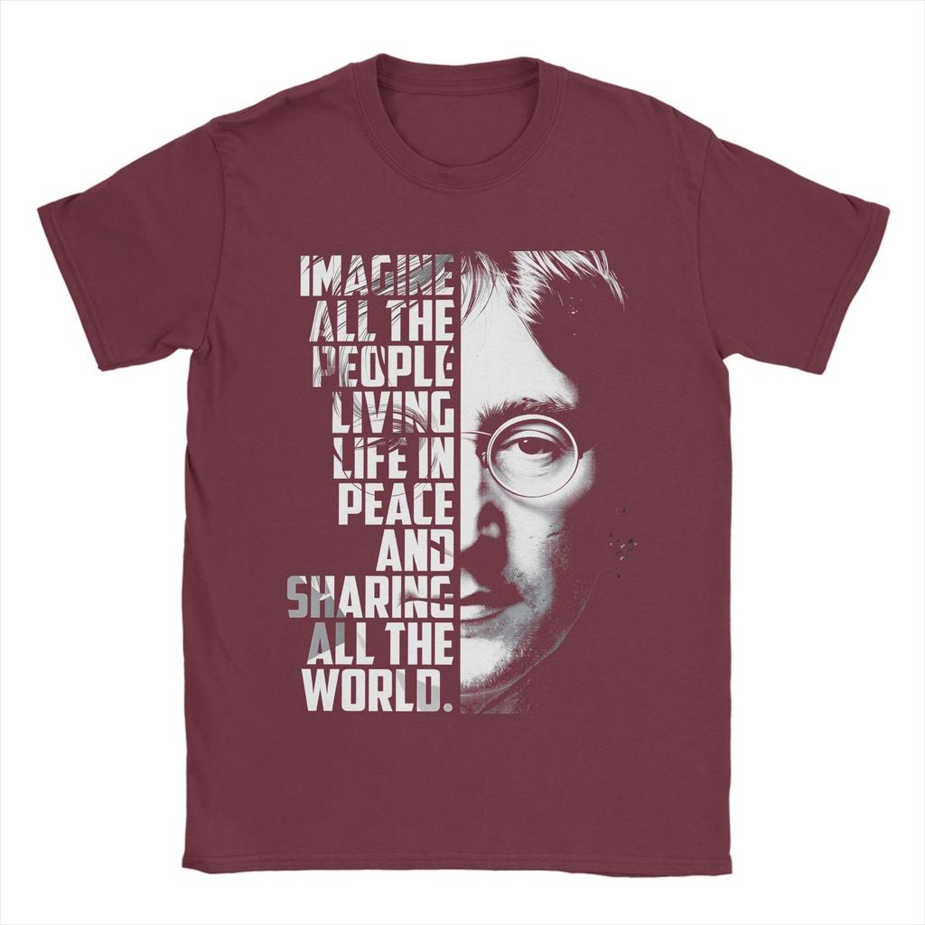John Lennon Poster Unisexs T Shirts Humorous Tees Short Sleeve Round Neck TShirt Cotton 4XL 5XL 6XL Clothing