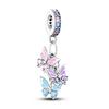 copper Cute Pink flowers Heart Pendant Bead Charms Compatible With 4MM hole diamete Charm Bracelets for Women Do It Yourself Jewellery Making Gift