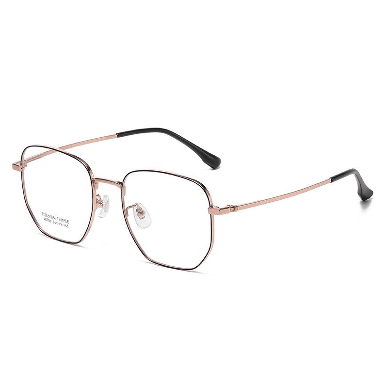 Vintage Ultralight Pure Titanium Eyeglass Frame | Large Polygonal Slim Design | Unisex Minimalist Prescription Glasses