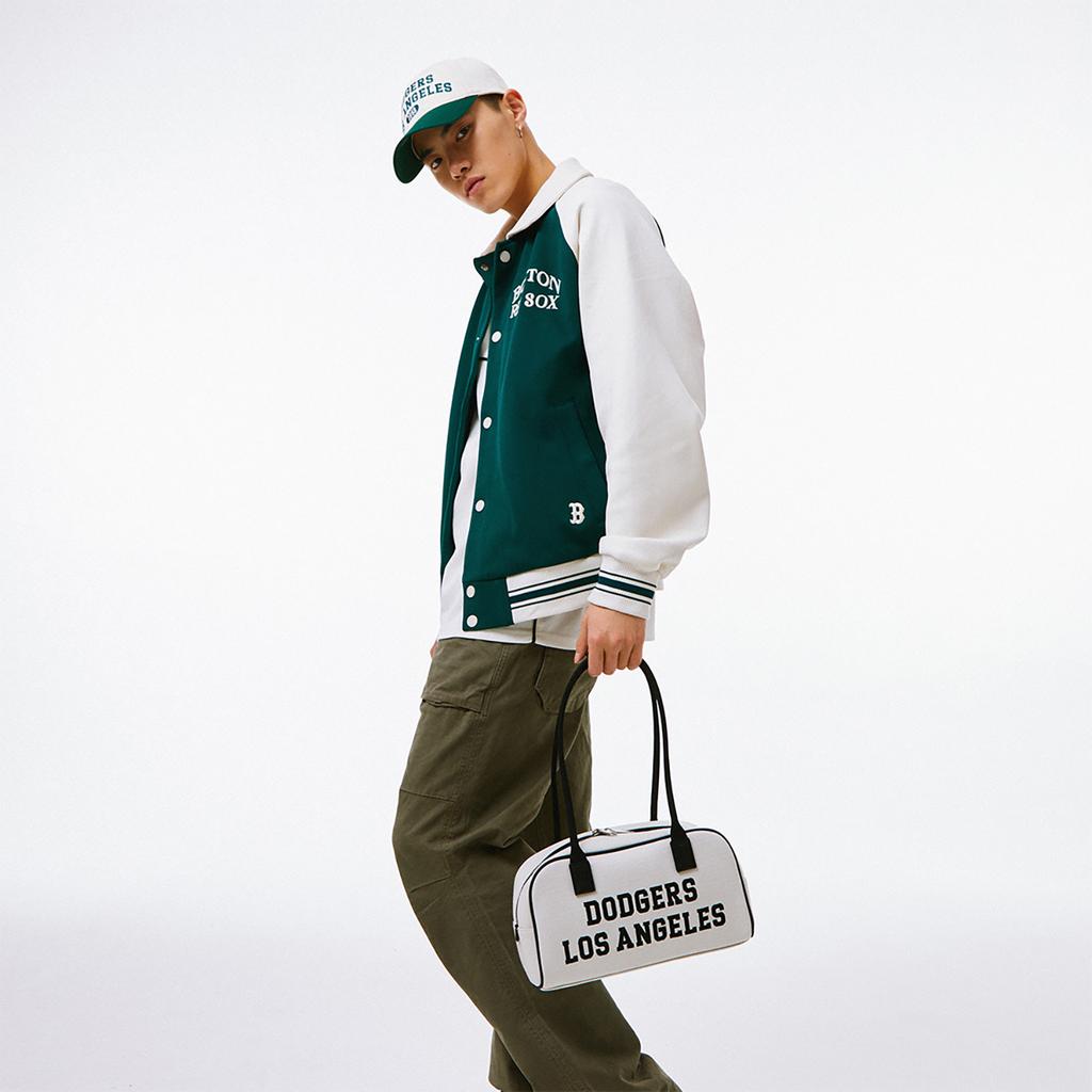 New MLB Artificial Leather Shoulder Bag Shoulder Bag Toast Bowling Bag Unisex Cream White 3ABQL014N-07CRM