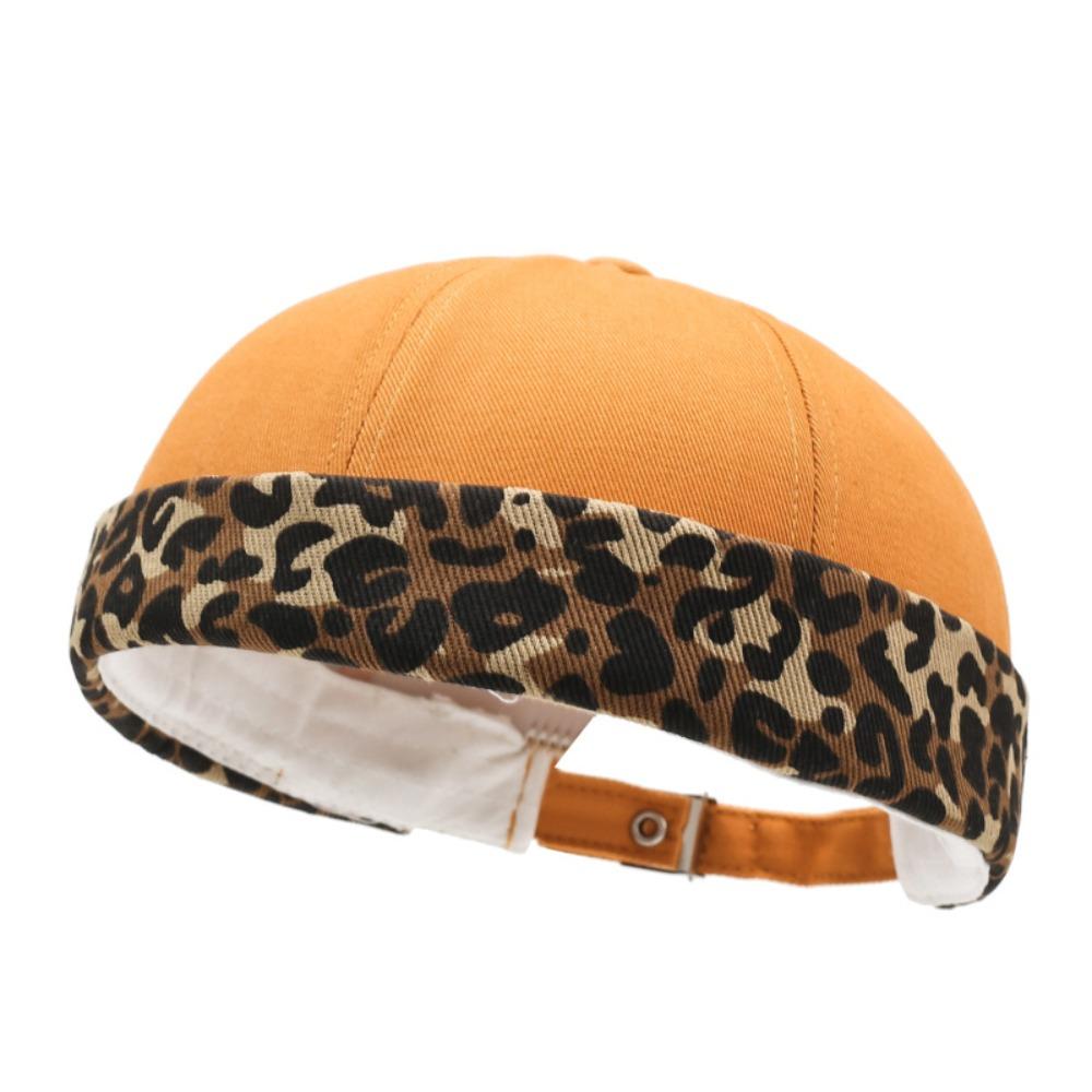 

Casual Leopard Print Docker Beanie Washed Cotton Without Visor Brimless Cap Solid Color Hip Hop Hat Unisex жёлтый