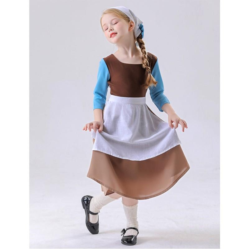 Halloween Costume Dress Girls Cosplay Fairy Tale Maid Princess Outfit Stage Performance
