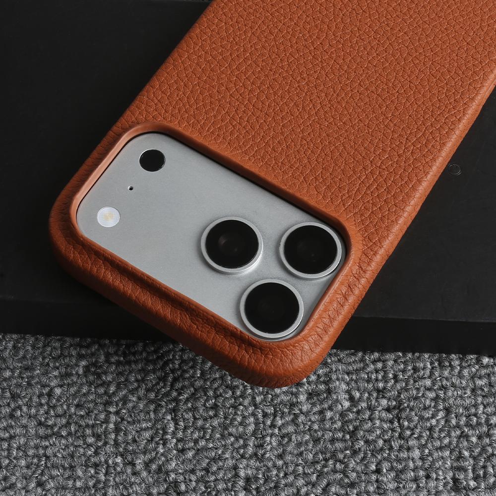 Luxus Echtleder Rindsleder Hülle für iPhone 17 Pro Max 16 15 14 13 12 Natürliches Rindsleder Litschi-Leder Stoßfeste Handyhülle Fundas