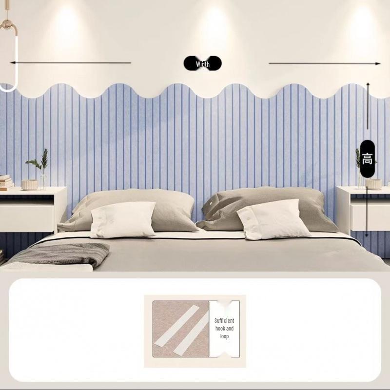 Upholstered Felt Bedside Wall Stickers - Anti-Collision Bedroom Decor and Tatami Bed Wall Cover-Up.