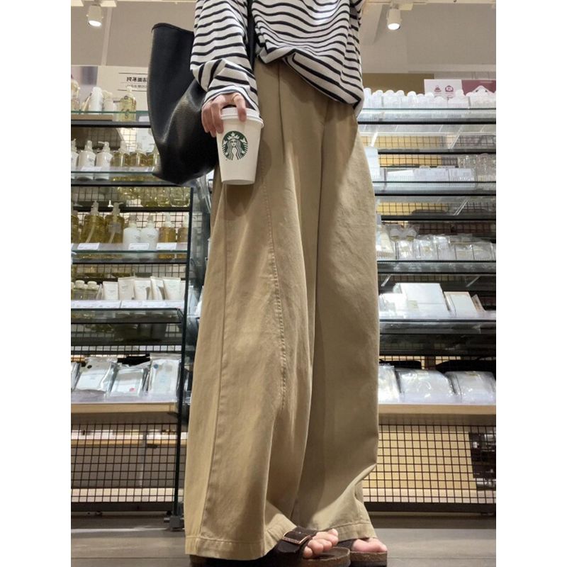 2026 Super Stylish Workwear Pants in Khaki, Wide-Leg, Slimming, Plus Size, Japanese Style, Relaxed and Lazy Vibe Pants for Spring
