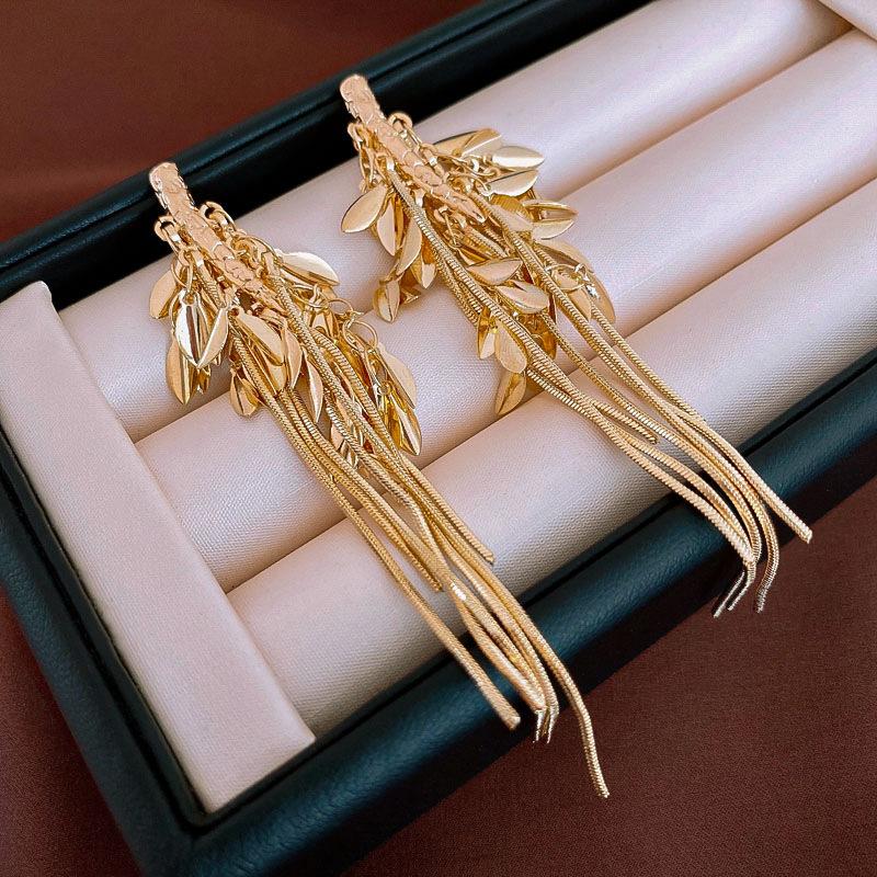 

Европейские и американские серьги с бахромой в виде пшеничного колоса из серебряной иглы, нишевые серьги-пусеты высокого класса, универсальные серьги с темпераментом в стиле холодного ветра