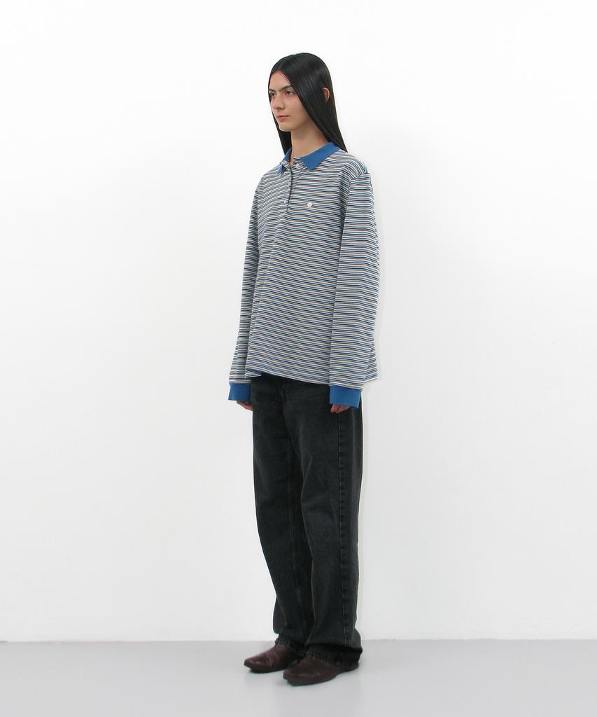 PARTIMENTO WOMEN Striped Long Sleeve Polo Shirt_Til