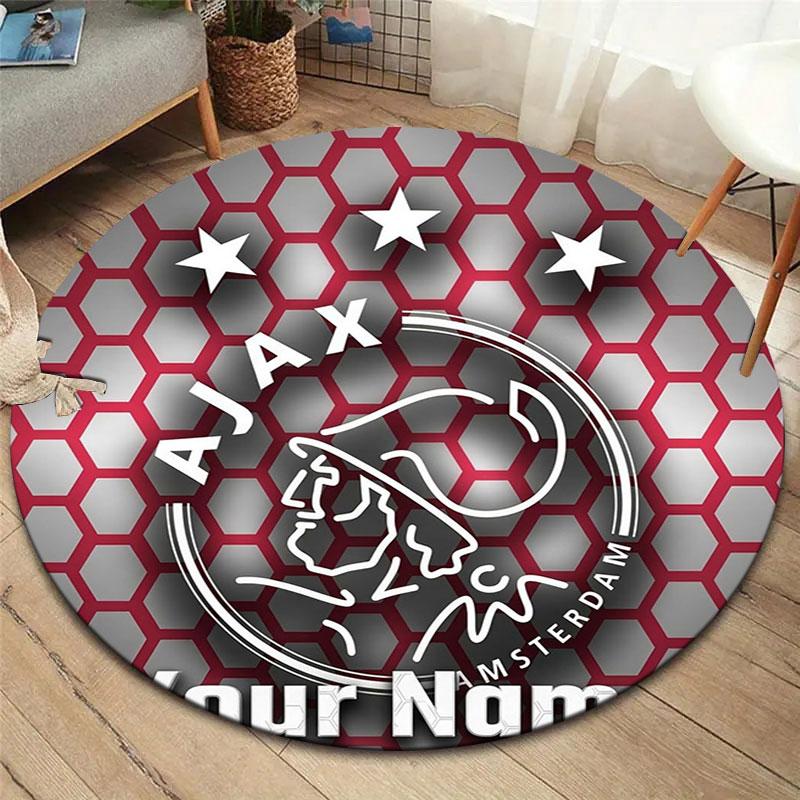 AFC Ajax Custom Name Round Area Rug,Carpet Rug for Living Room Bedroom Sofa Playroom Decor,Non-slip Floor Mat