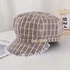 New Plaid Spring and Summer Plaid Japanese Designer Joint Plaid Lace Edge Beret Octagonal Hat Sweet Painting