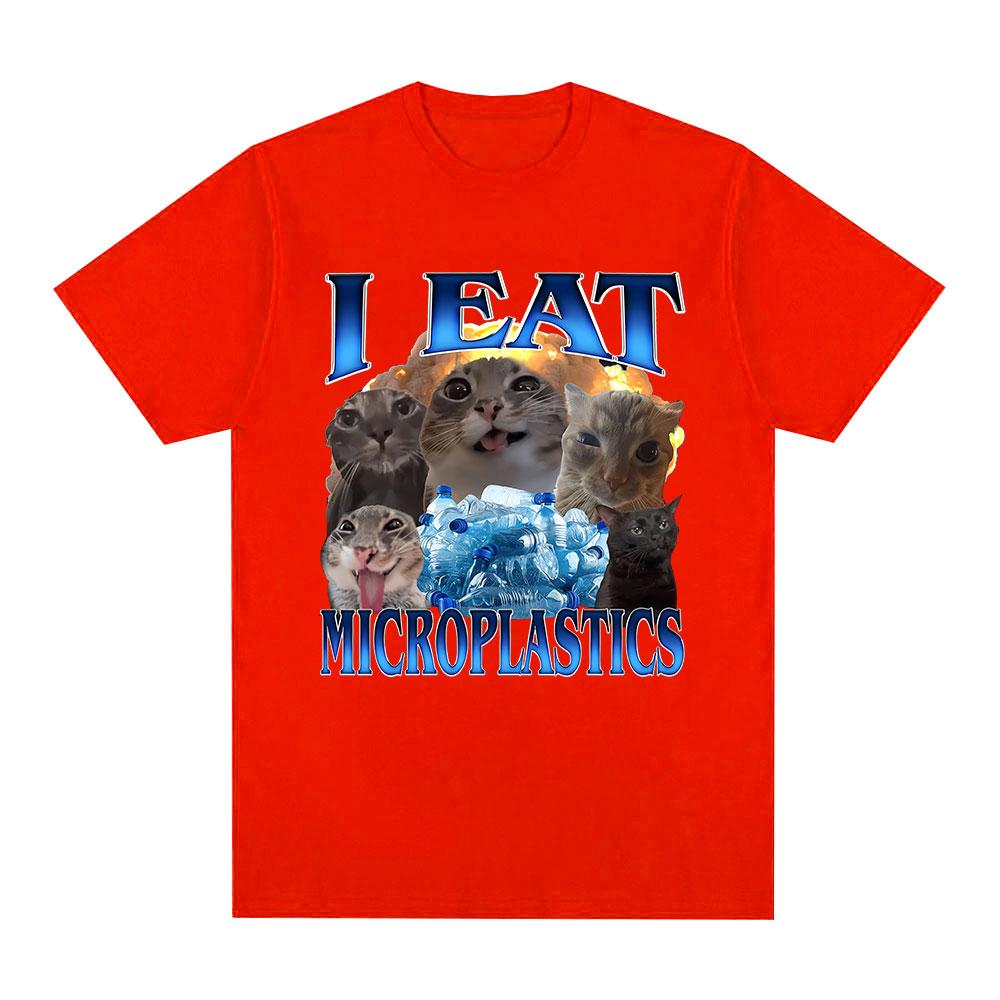 

I Eat Microplastics Cat Graphic Funny Meme T Shirts Unisexs Clothing Oversized Cotton Short Sleeve TShirts Harajuku Streetwear S