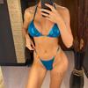 New PU Faux Leather Halter Mini Thong Bikini Female Swimsuit Women Swimwear Two-pieces Bikini set Bather Bathing Suit Swim