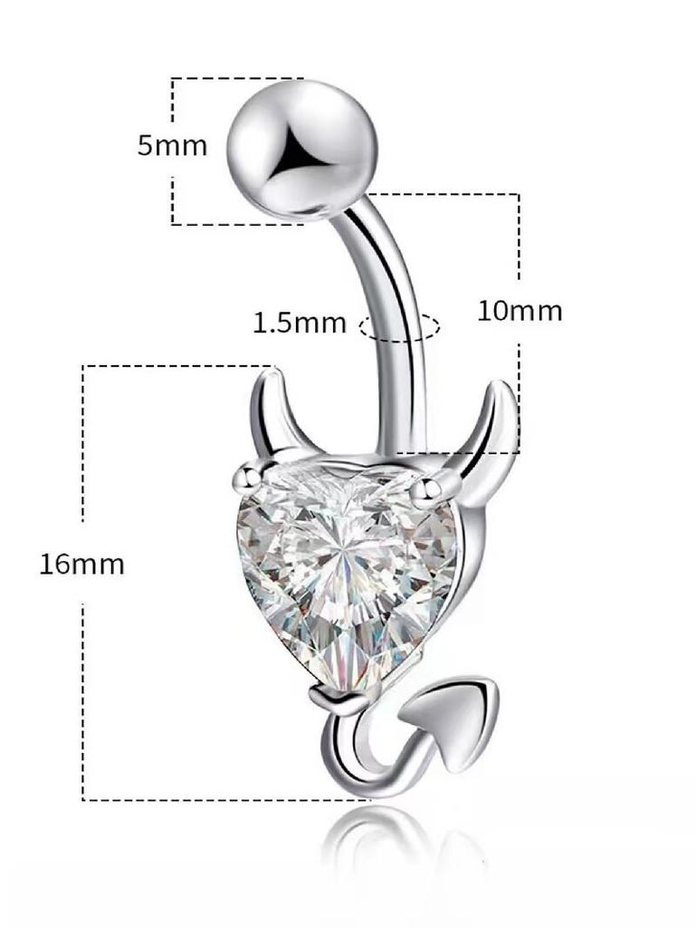 Women's Devil Heart Belly Ring, Minimalist Trendy Stainless Steel Navel Ring, Stylish Body Piercing Jewelry