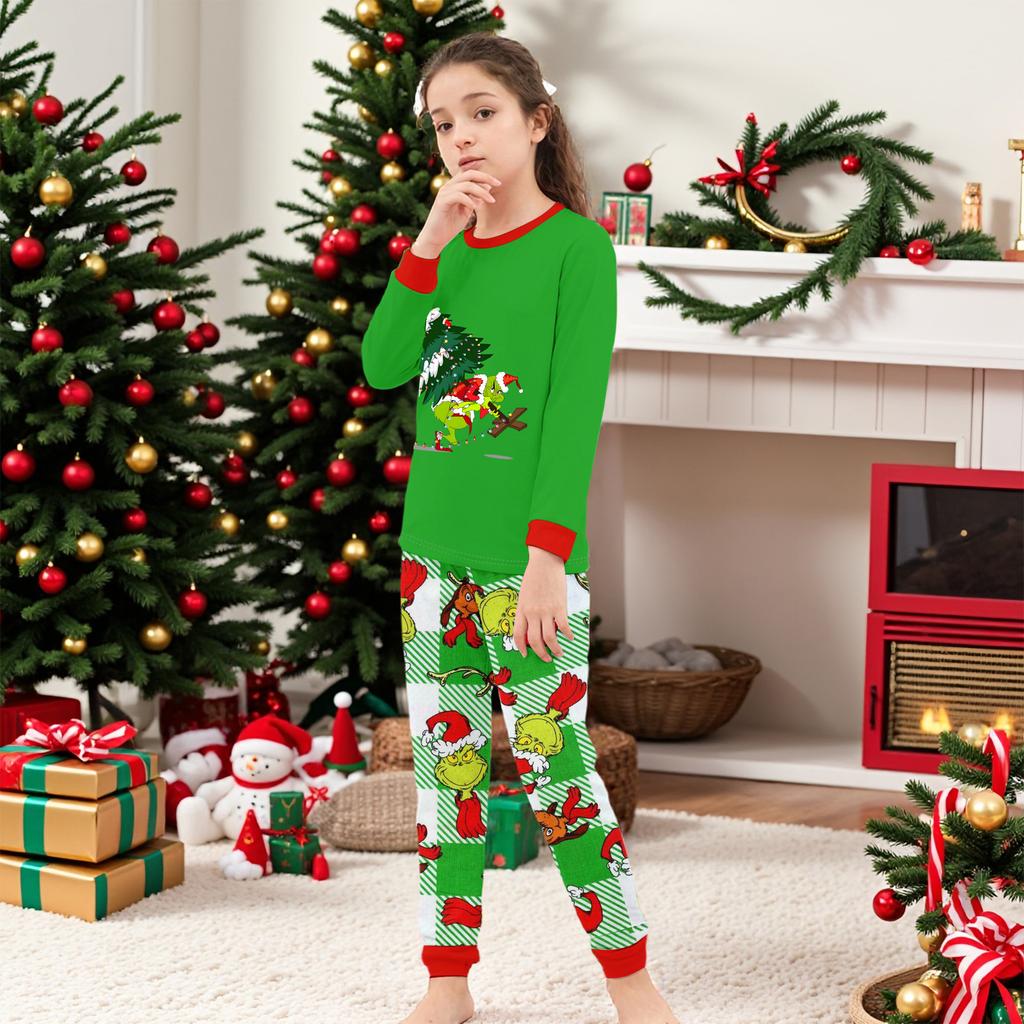 Christmas Prints Family Matching Long Sleeve Tops+Parhts Set Family Matching Sets