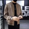 Men's Bomber Suede Leather Jackets Baseball Winter Sales of Slim Fit Male Cargo Coats Solid Color Harajuku New Clothing Fashion