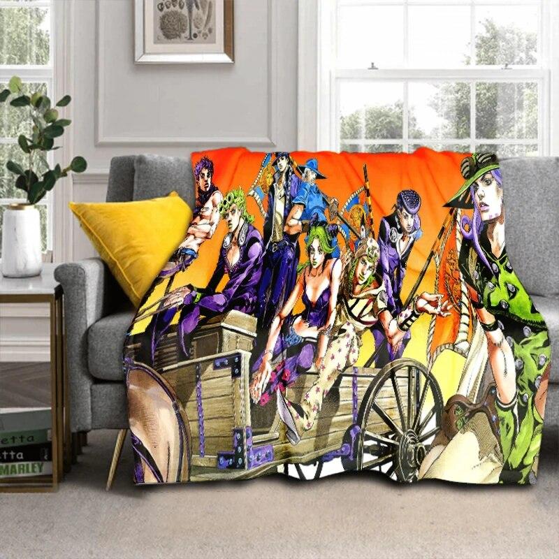 Anime Jojo Bizarre Adventure Cosplay Body 3D Printed Flannel Blanket for Beds Hiking Picnic Fashionable Bedspread Throw Blanket