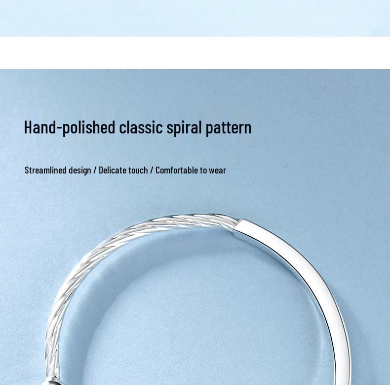 2025 New Style Women's 999 Sterling Silver Twisted Bead Bracelet - Thin, Versatile Gift for Girlfriend