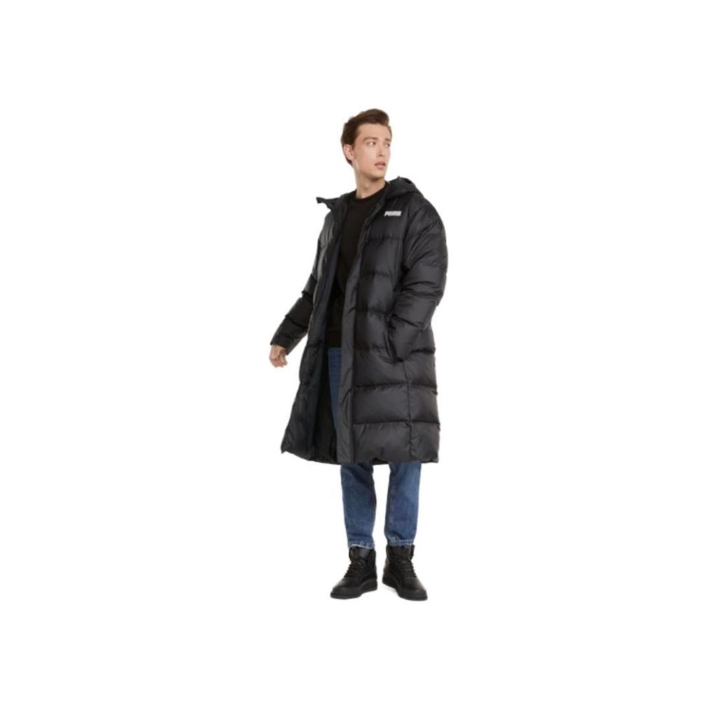 PUMA Solid Color Casual Long Hooded Down Jacket Men Outerwear Black 587721-01