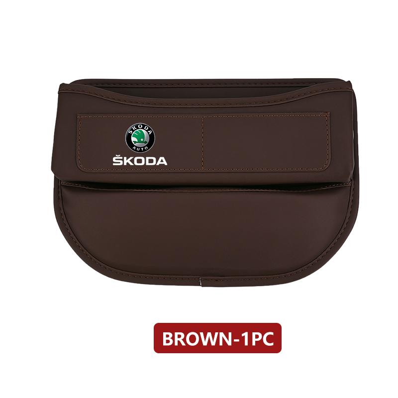AAABT1 For Skoda Car Seat Gap Slit Organizer Leather Seat Crevice Storage Box Accessories Fabia Kamiq Superb Scala Enyaq-iV MK3 VisionS