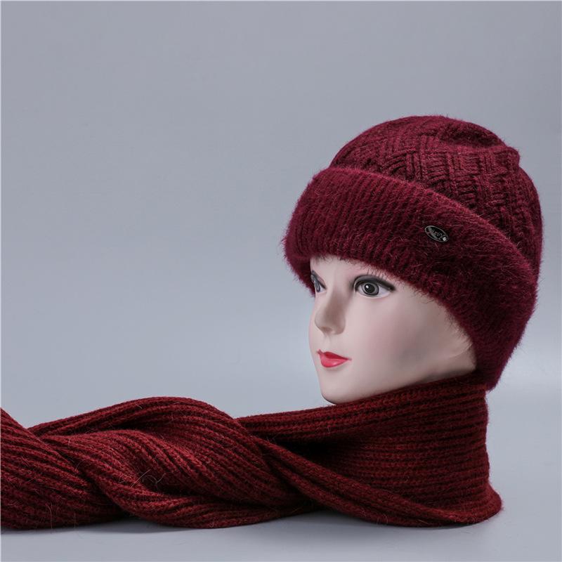 Old Man Hat Female Grandma Winter Rabbit Wool Knitted Warm Mother Velvet Cold Old Lady Hat