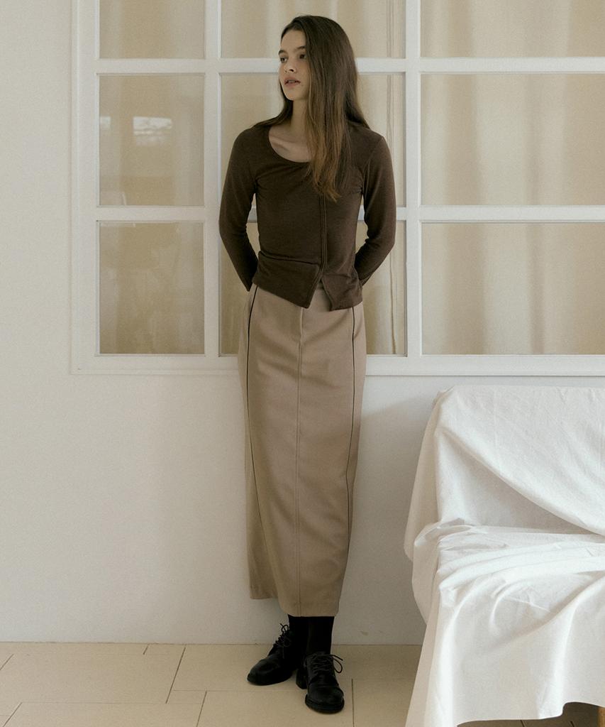 Riorg Rie Line Point Long Skirt Light Brown