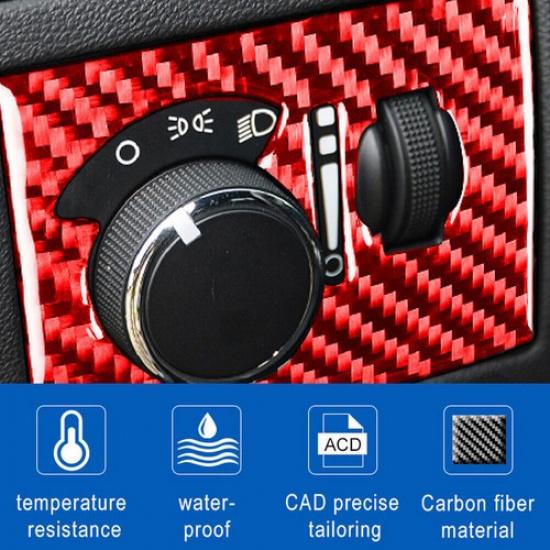 Red Carbon Fiber Headlight Switch Panel Cover Trim For Dodge Challenger 2008-14