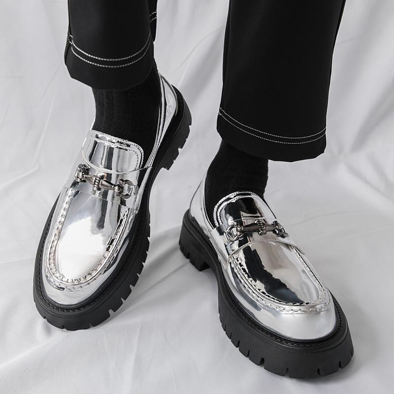 2025 Thick-Soled Height-Boosting Men's Patent Leather Loafers with Chunky Heel