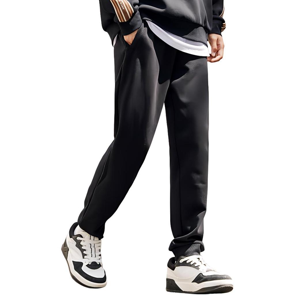 Anta Basketball Series Solid Knit Cuff Casual Sports Pants Men Bottoms Black 952321317-1