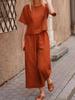 2025 Blue Plus Size Women's Short-Sleeved Two-Piece Casual Fashion Suit - European & Southeast Asian Style