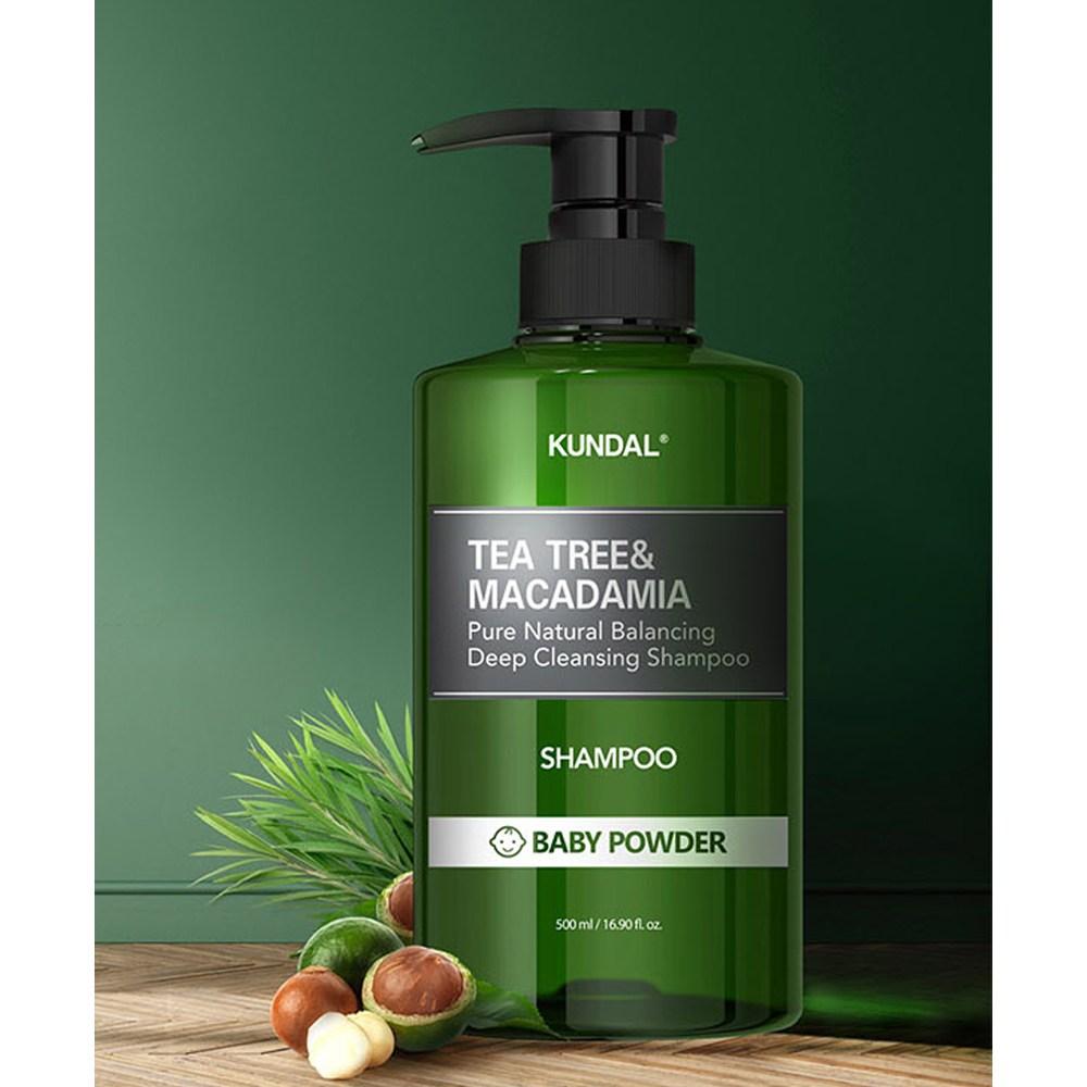 Kundal Tea Tree & Macadamia Deep Cleansing Shampoo Baby Powder Scent, 1.058L, 2 ea.