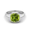 2.5 Ctw Cushion 925 Sterling Silver Peridot Solitaire Women Bezel Set Wedding Ring