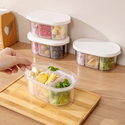Kitchen Storage Box Save Space Stackable Grooved Draining Hole Grid Design Store Food Multi-purpose Fridge Vegetable Fruit Container Kitchen Accessory