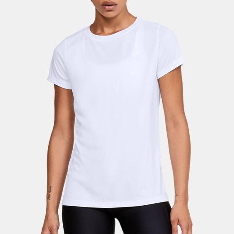 Under Armour Round Neck Pullover Short Sleeve T-Shirt Women Tops White 1298706-100