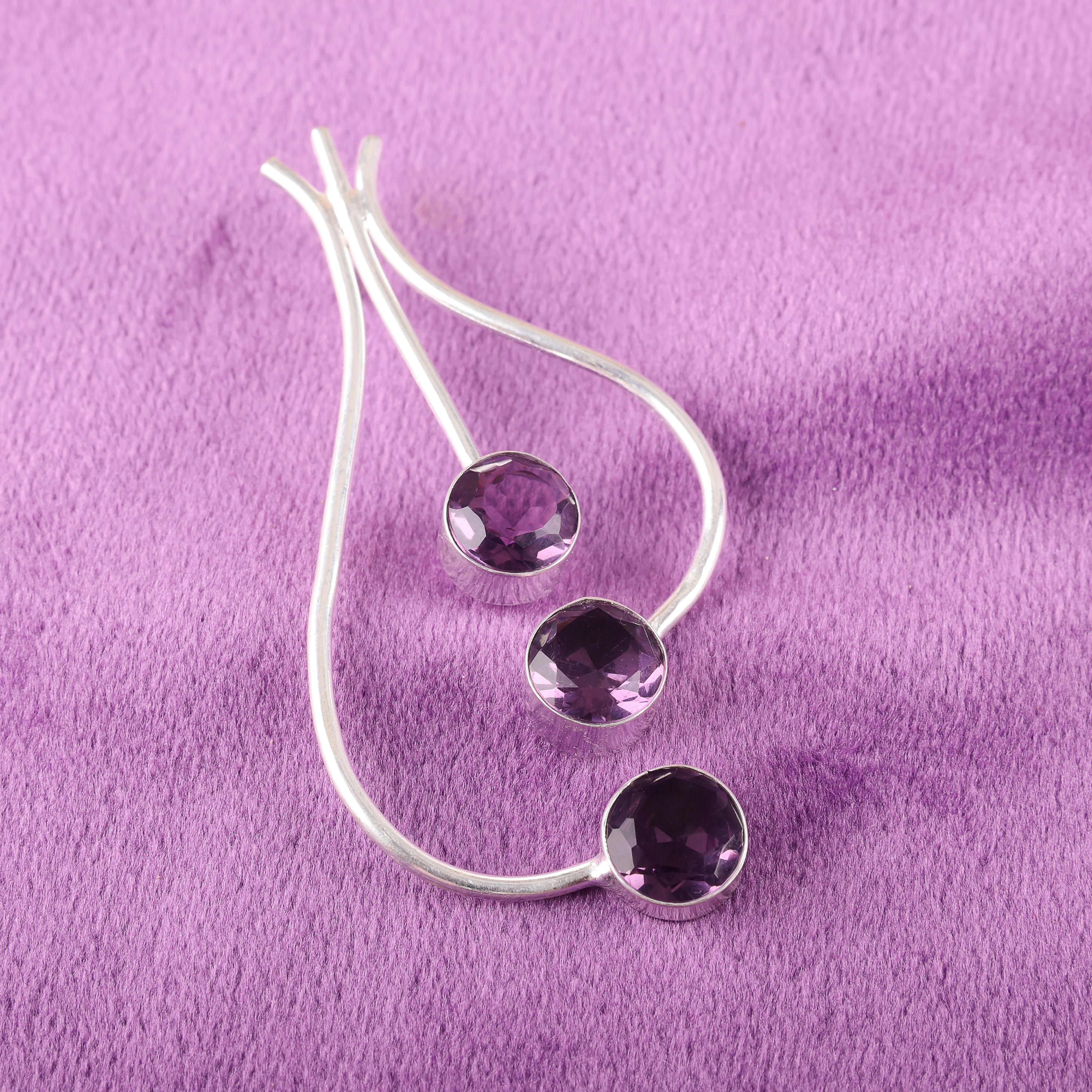 

Подвеска с аметистом, Подвеска из драгоценного камня ручной работы, Подвеска из стерлингового серебра 925 пробы, Антикварное украшение, Для подарка на помолвку 2.2 inches фиолетовый