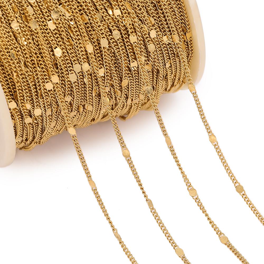 1m Stainless Steel Welding Chain Golden/Steel Flat Round Ring Chain for DIY Jewelry Bracelet Necklace Choker Making Accessories