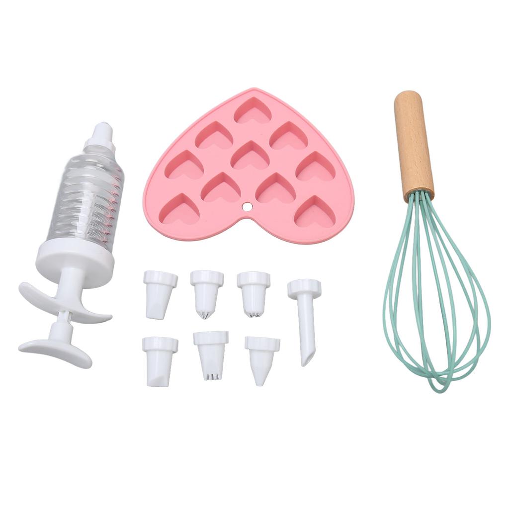 Cake Baking Supplies Set Heart Shape Silicone Mould Hand Cream Mixer Piping Frosting Tips for Beginner