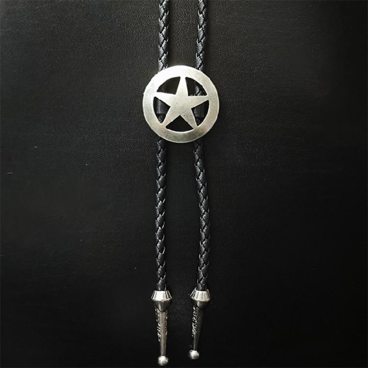 Retro Five Pointed Star Bolo Tie for Men Western Styles Necktie Collar Pendant Rodeos Rope Tie Necklace for Formal Event
