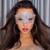 Stonefans Bling Masquerade Face Mask Crystal for Wonen Party Cosplay Carnival Adjustable Rave Statement Rhinestone Mask Jewelry