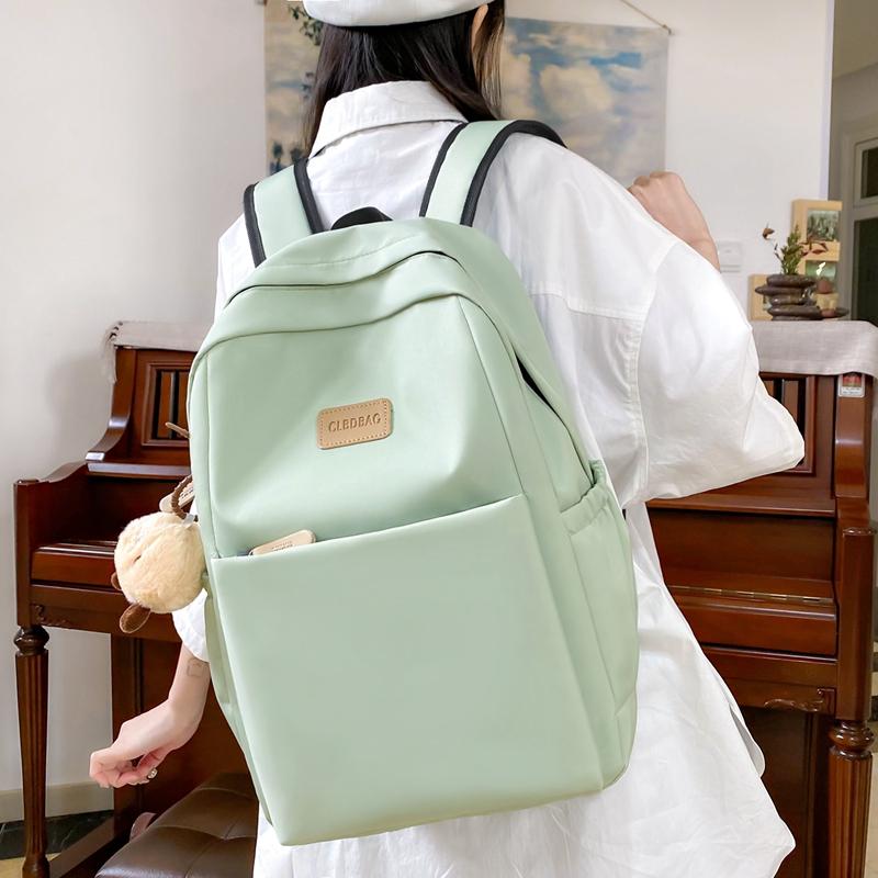 Women Solid Color Backpack Large Capacity Student Schoolbag Computer Backpack