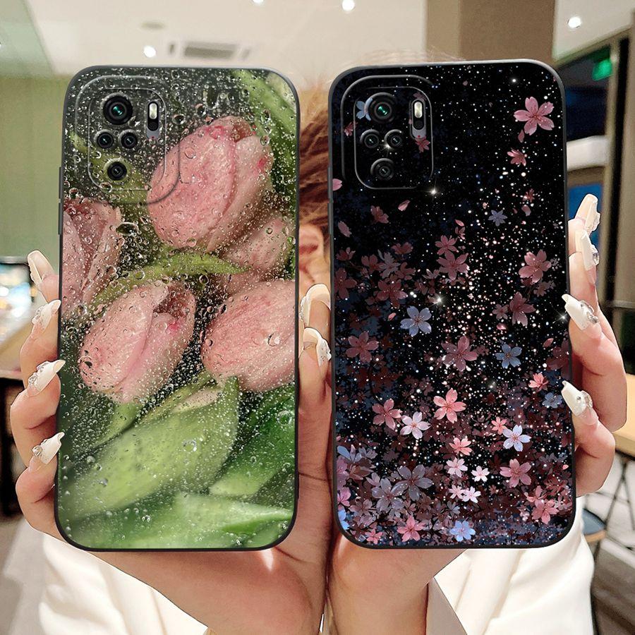 Phone Case For Xiaomi Redmi Note 10 Pro 4G Funda Flower Painted Matte Soft Protective Cover for Redmi Note10 10S 10Pro Bags